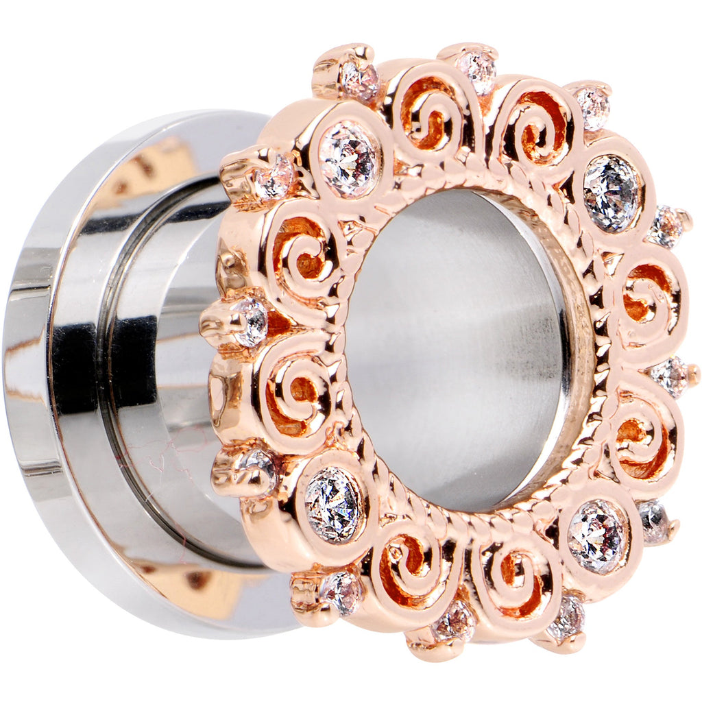 00G Clear Gem Flowering Frame Screw Fit Tunnel Plug Set